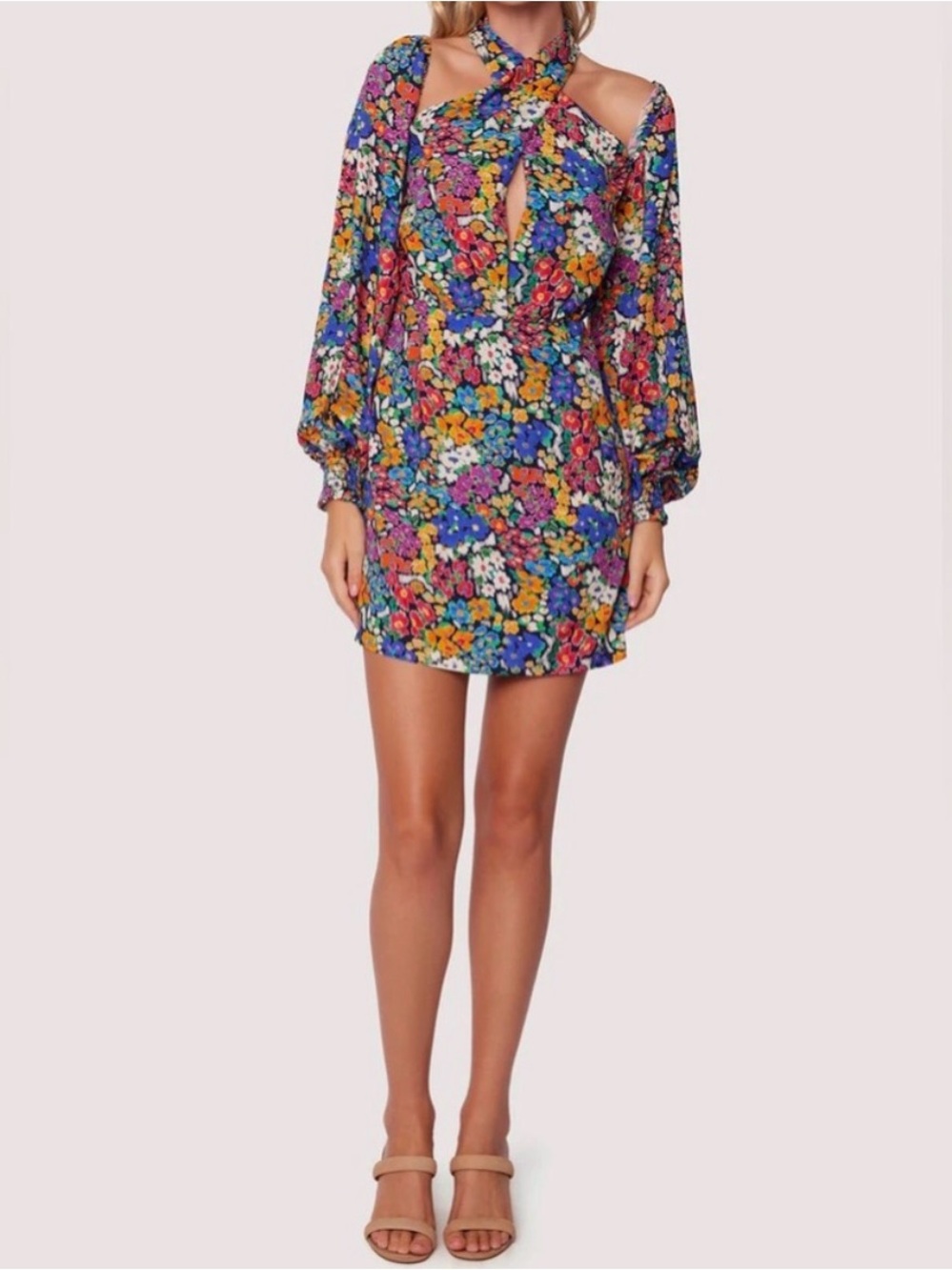 Lost + Wander Renoir’s Terrace Floral Multicolor Cutout Mini Dress